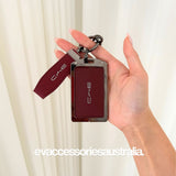BYD Premium NFC Card Protector and Key Chain in Alloy and Red Leather