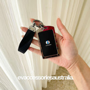 Denza Premium NFC Card Protector and Key Chain in Alloy and Black Leather