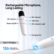 BYD WIRELESS MICROPHONE MIC KARAOKE BYD FACTORY RECHARGEABLE PA SYSTEM EASY TO USE SING USB C 3