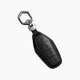 Classic Genuine Calfskin Leather Key Cover and Keychain in Black