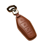 Classic Genuine Calfskin Leather Key Cover and Keychain in Chocolate