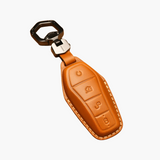 Classic Genuine Calfskin Leather Key Cover and Keychain in Tan
