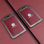 Denza Premium NFC Card Protector and Key Chain in Alloy and Red Leather
