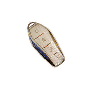 Sliver key fob on a white background