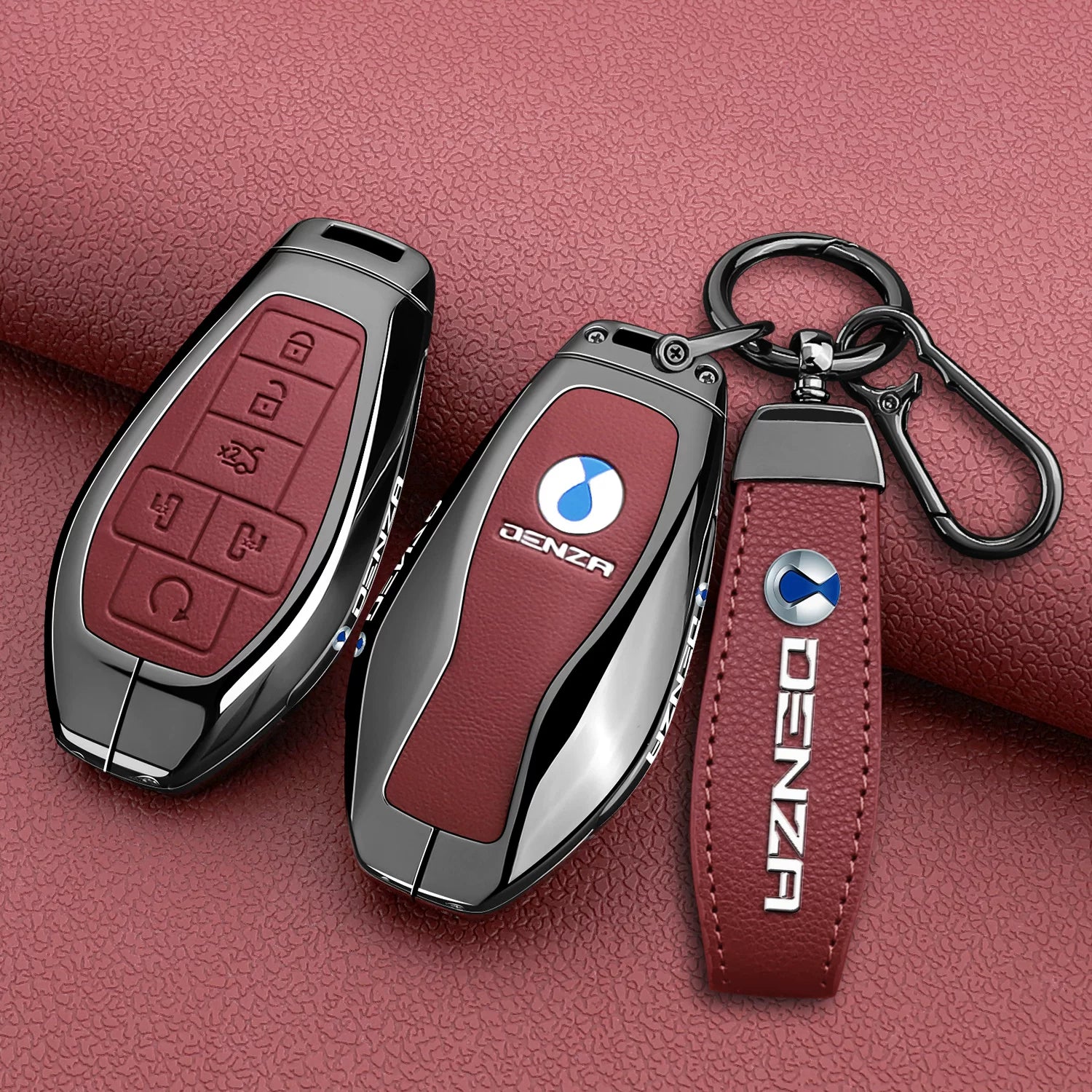Denza Premium Alloy Remote Key Case in Wine Red