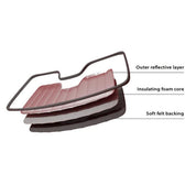 Layers of a car windshield sunshade with labels on a white background