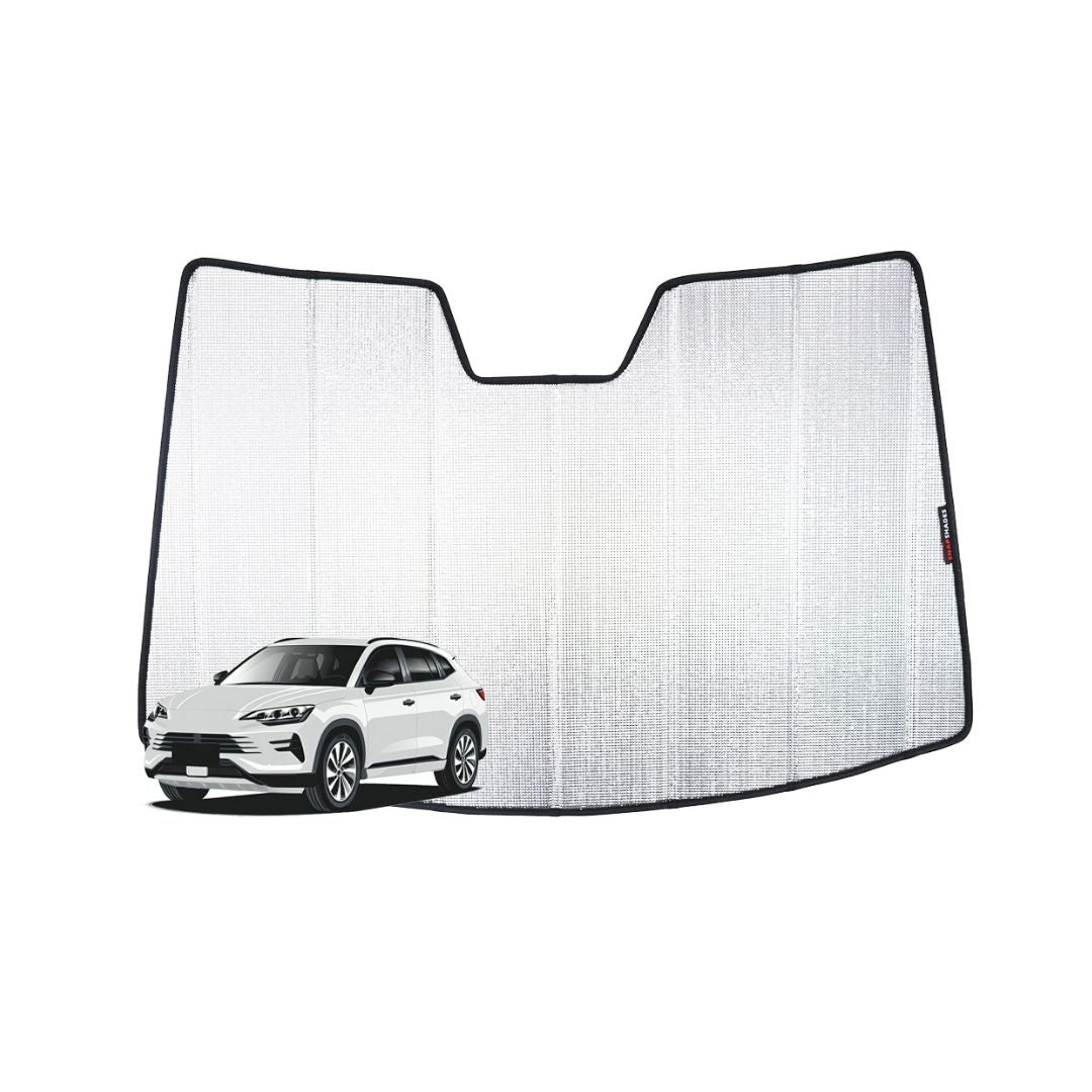 Car sunshade with a car illustration on a white background